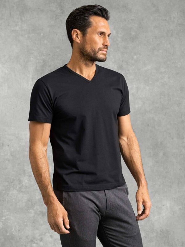 Black V-Neck Cotton T-Shirt